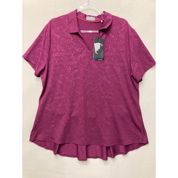 Callaway Tops - New Callaway Womens Golf Polo XXL Purple Floral Jacquard Peplum Hem Active